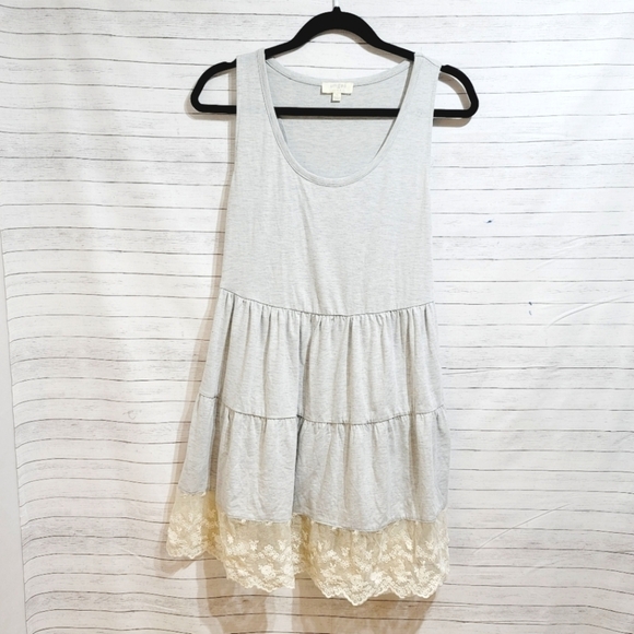UMGEE GRAY SLEEVELESS TIERED DRESS, W LACE TRIM DETAIL, SZ SMALL - Picture 1 of 8